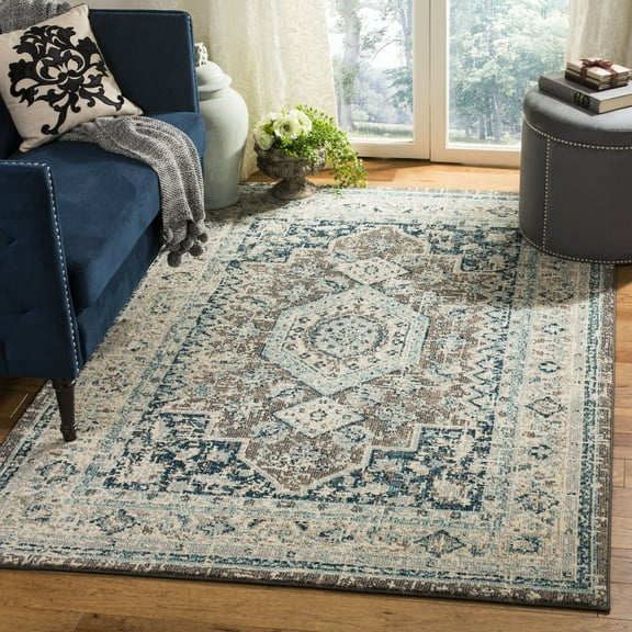 SAFAVIEH Phoenix Phylliss Border Area Rug, Grey/Blue, 9' x 12'