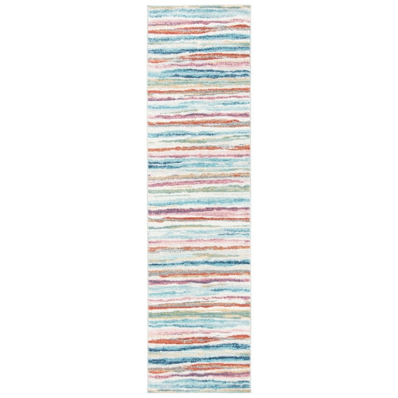 SAFAVIEH Phoenix Rhona Striped Runner Rug, Ivory/Blue, 2'2" x 8'
