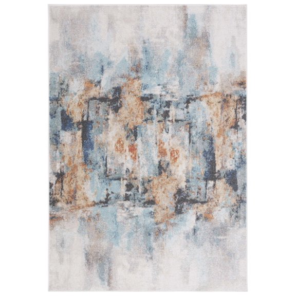 SAFAVIEH Phoenix Risto Abstract Area Rug, Aqua/Gold Rust, 4'5" x 6'5"