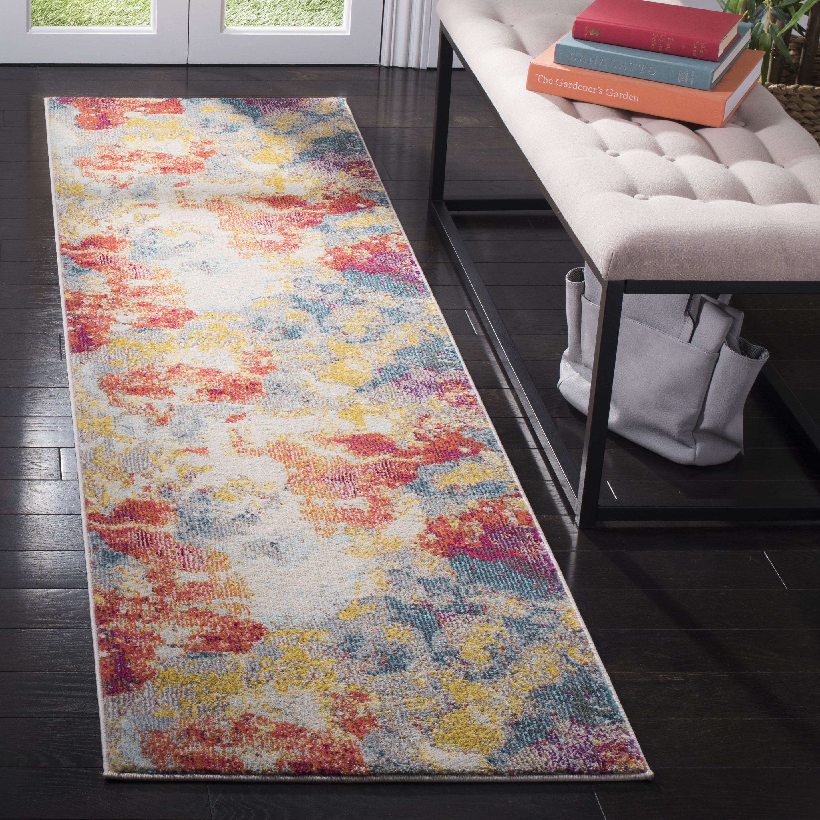 SAFAVIEH Phoenix Seamus Colorful Abstract Runner Rug, Blue/Orange, 2'3" x 8'