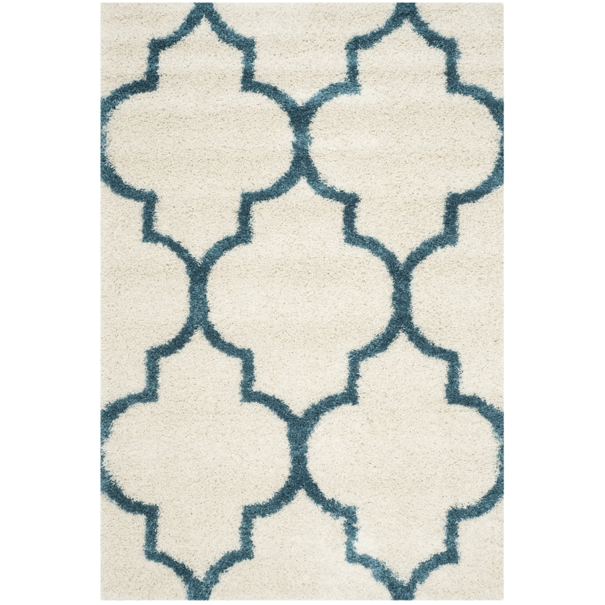 Ivory and Blue Shag Kids Area Rug 4' x 6'