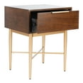 thumbnail image 1 of SAFAVIEH Pierre One Drawer Nightstand, Walnut/Gold, 1 of 12