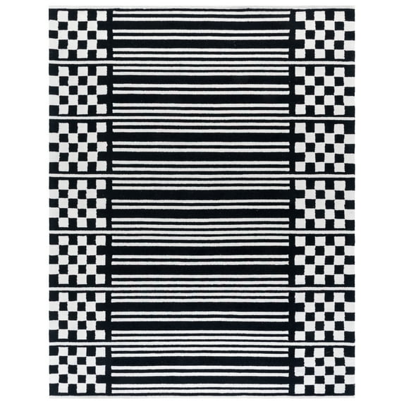 SAFAVIEH Pine Blake Geometric Wool Area Rug, Black/Ivory, 8' x 10'
