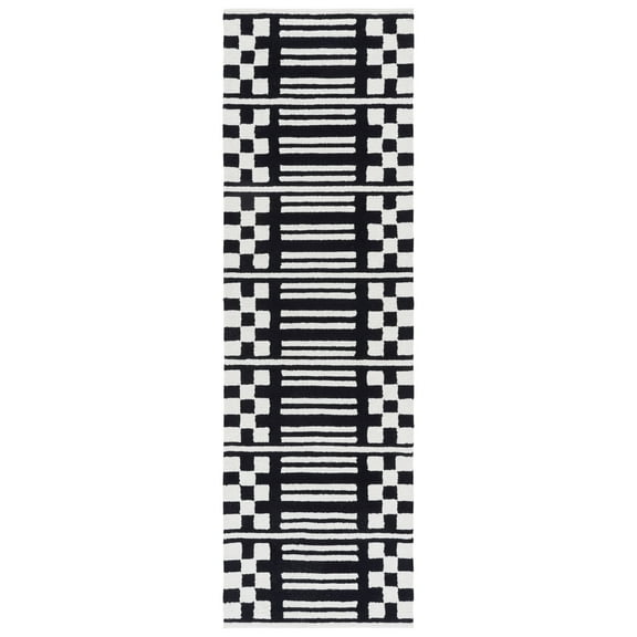 SAFAVIEH Pine Blake Geometric Wool Runner Rug, Black/Ivory, 2'3" x 8'