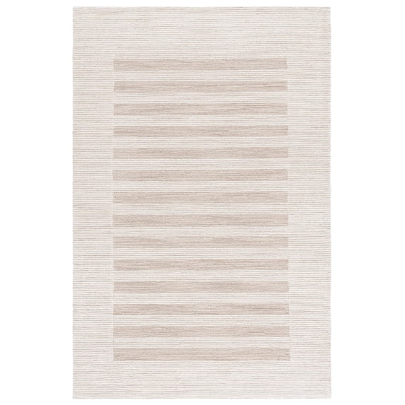 SAFAVIEH Pine Cynthia Striped Wool Area Rug, Dark Beige/Ivory, 6' x 9'