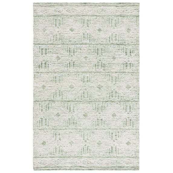SAFAVIEH Pine Knot Geometric Area Rug, Green/Ivory, 6' x 9'