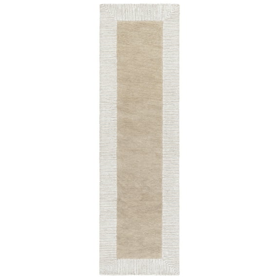 SAFAVIEH Pine Martha Solid Wool Runner Rug, Dark Beige/Ivory, 2'3" x 8'