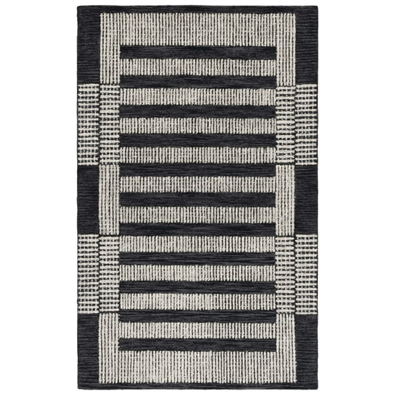 SAFAVIEH Pine Qendro Geometric Area Rug, Charcoal/Ivory, 5' x 8'