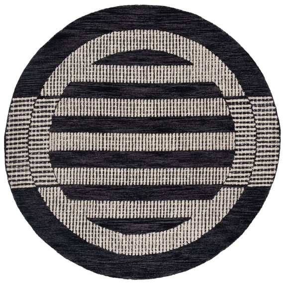 SAFAVIEH Pine Qendro Geometric Area Rug, Charcoal/Ivory, 6' x 6' Round