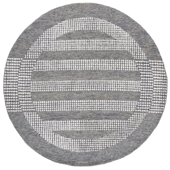 SAFAVIEH Pine Qendro Geometric Area Rug, Grey/Ivory, 6' x 6' Round