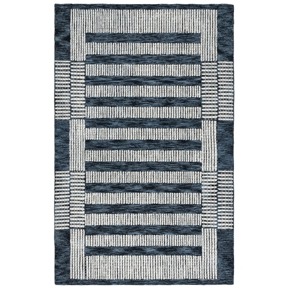 SAFAVIEH Pine Qendro Geometric Area Rug, Navy/Ivory, 4' x 6'