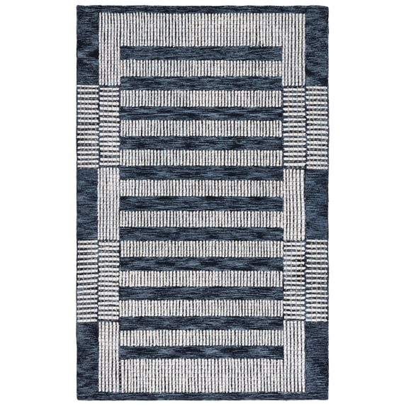 SAFAVIEH Pine Qendro Geometric Area Rug, Navy/Ivory, 5' x 8'