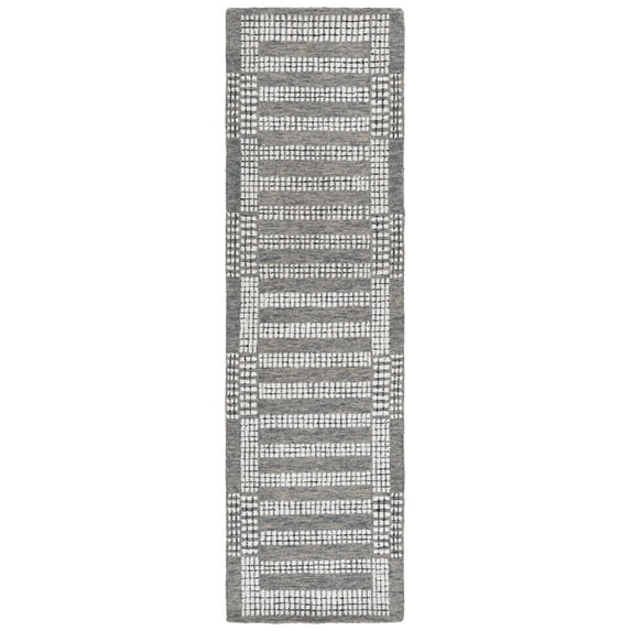 SAFAVIEH Pine Qendro Geometric Runner Rug, Grey/Ivory, 2'3" x 8'