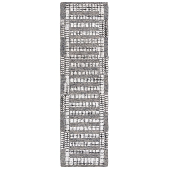 SAFAVIEH Pine Qendro Geometric Runner Rug, Grey/Ivory, 2'3" x 8'