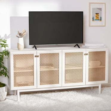 SAFAVIEH Piran 4 Door 2-Shelf Media Stand White/ Gold