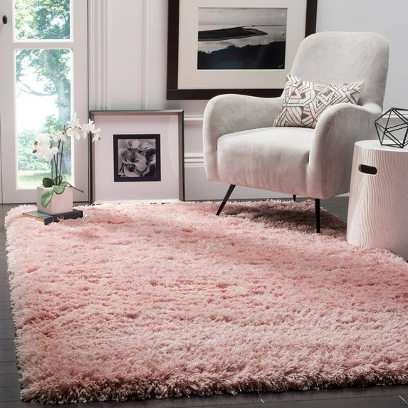SAFAVIEH Polar Abbot Solid Plush Shag Area Rug, Light Pink, 10' x 14'