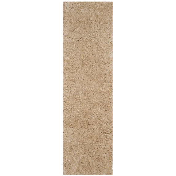 SAFAVIEH Polar Abbot Solid Plush Shag Runner Rug, Light Beige, 2'3" x 10'