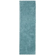 SAFAVIEH Polar Abbot Solid Plush Shag Runner Rug, Light Turquoise, 2'3" x 12'