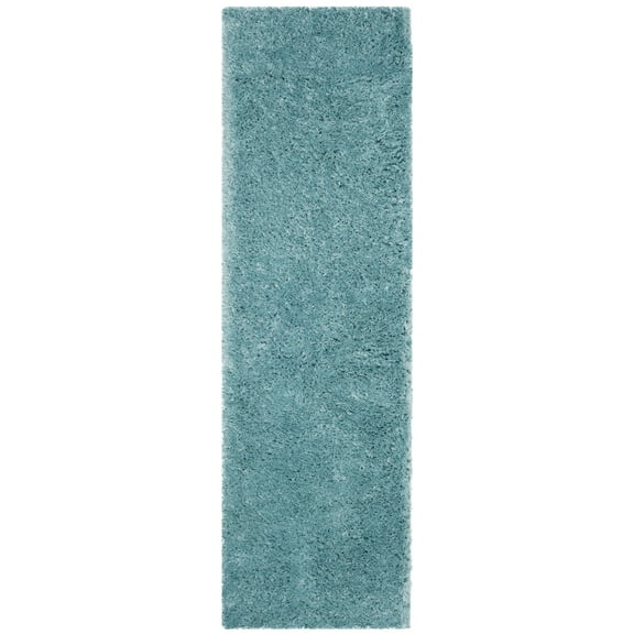 SAFAVIEH Polar Abbot Solid Plush Shag Runner Rug, Light Turquoise, 2'3" x 12'
