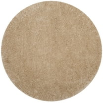 SAFAVIEH Polar Abbot Solid Shag Area Rug, Light Beige, 4' x 4' Round