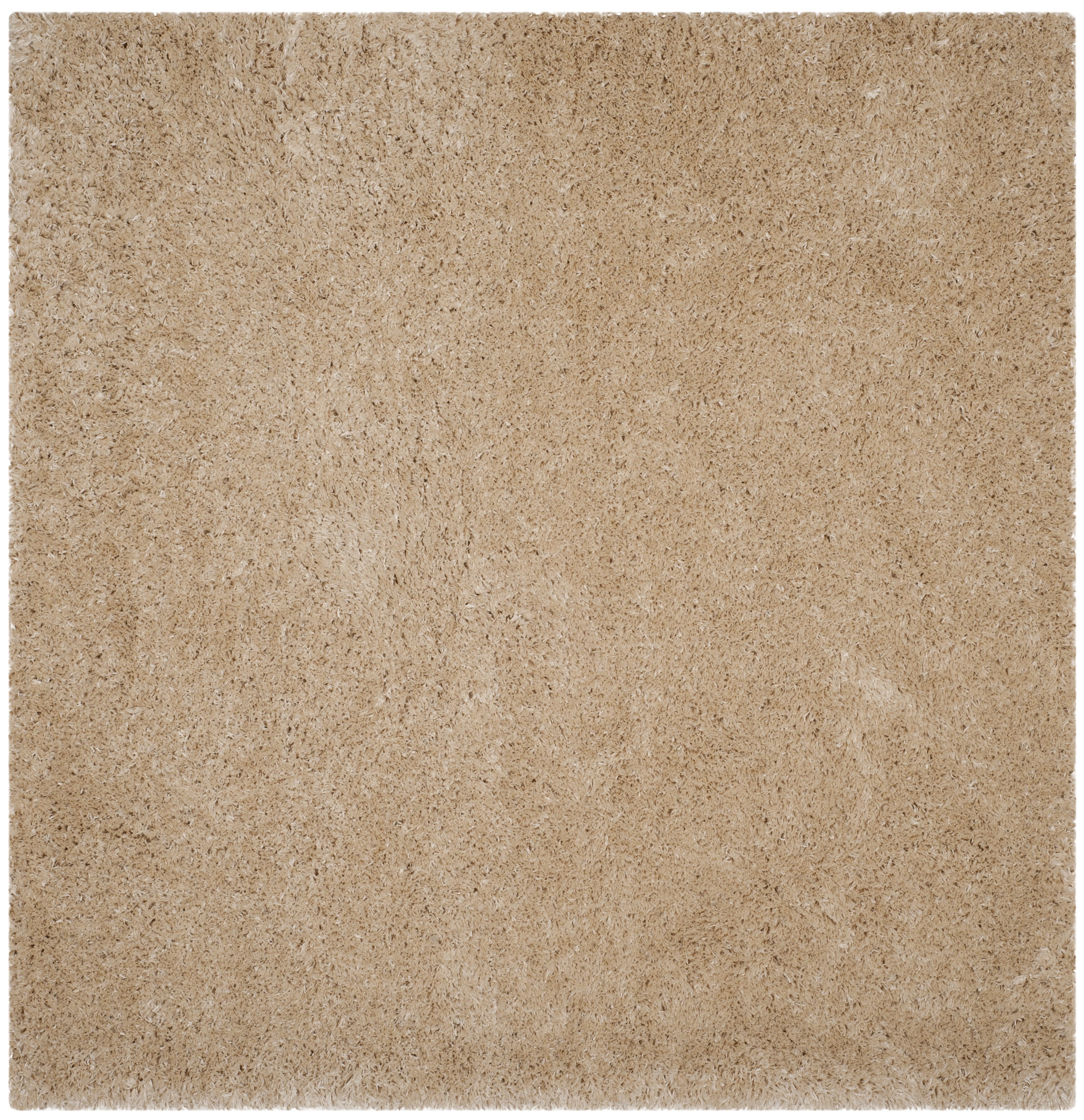Luxurious Light Beige 4' Square Shag Area Rug