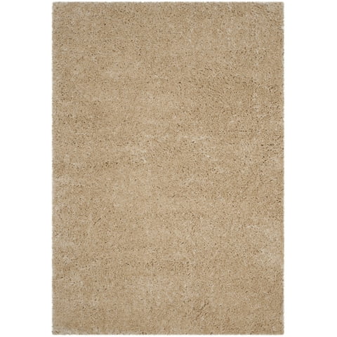 SAFAVIEH Polar Abbot Solid Shag Area Rug, Light Beige, 4' x 6'
