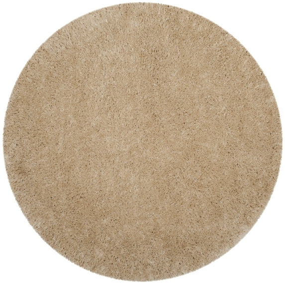 SAFAVIEH Polar Abbot Solid Shag Area Rug, Light Beige, 5'1" x 5'1" Round