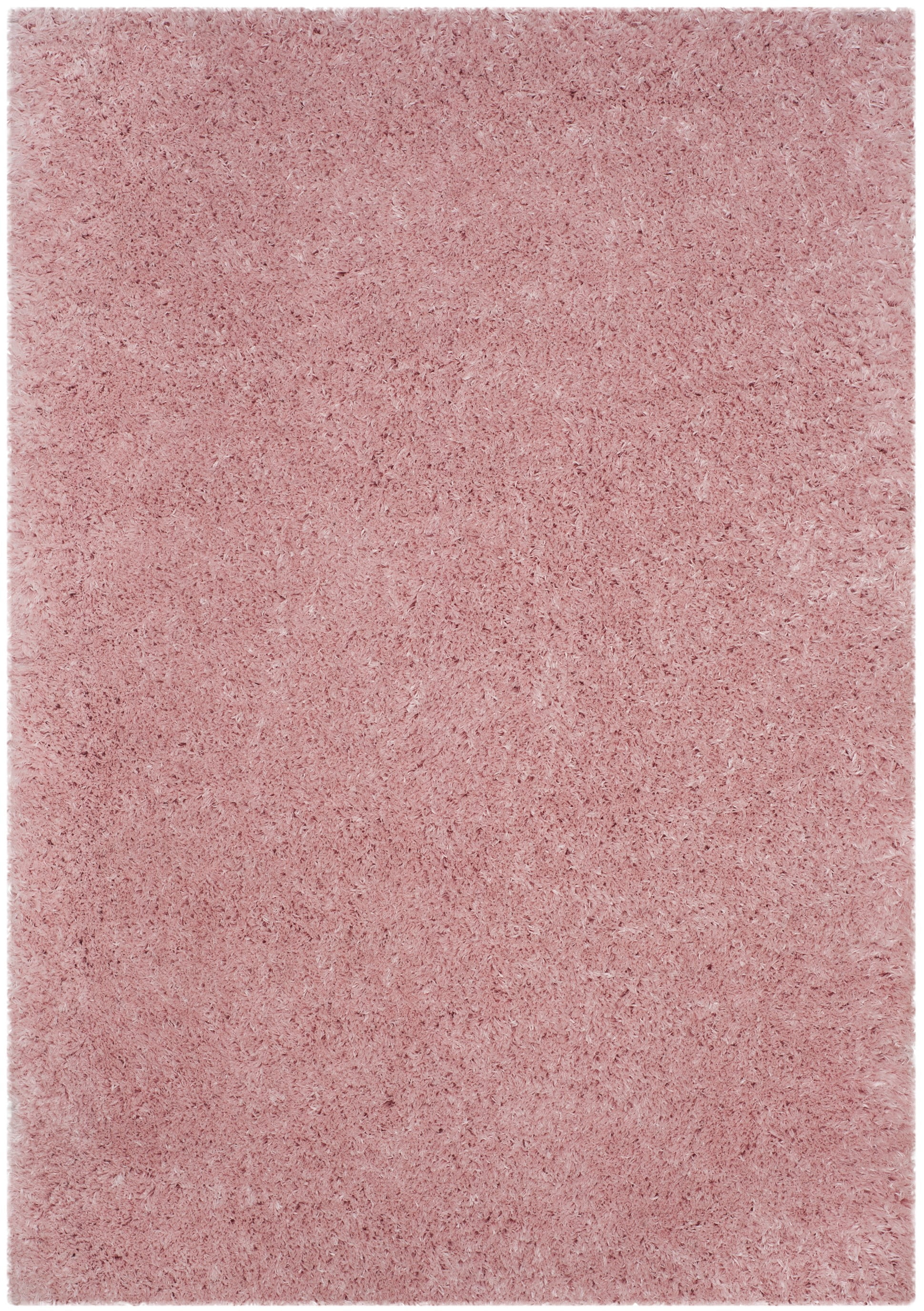 Light Pink Round Hand-Knotted Shag Area Rug