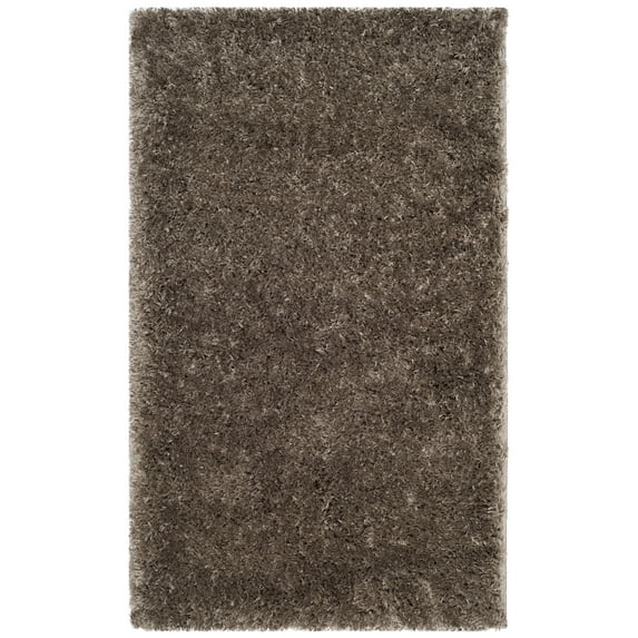 SAFAVIEH Polar Abbot Solid Shag Area Rug, Mushroom, 2' x 3'