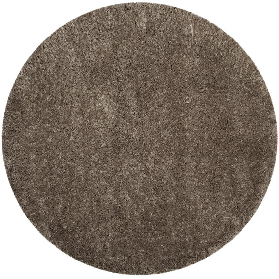 SAFAVIEH Polar Abbot Solid Shag Area Rug, Mushroom, 5'1" x 5'1" Round