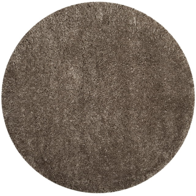 SAFAVIEH Polar Abbot Solid Shag Area Rug, Mushroom, 6'7" x 6'7" Round