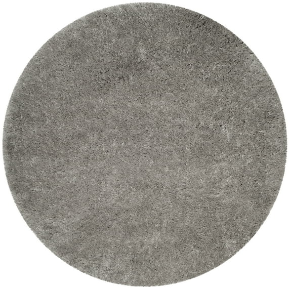 SAFAVIEH Polar Abbot Solid Shag Area Rug, Silver, 3' x 3' Round