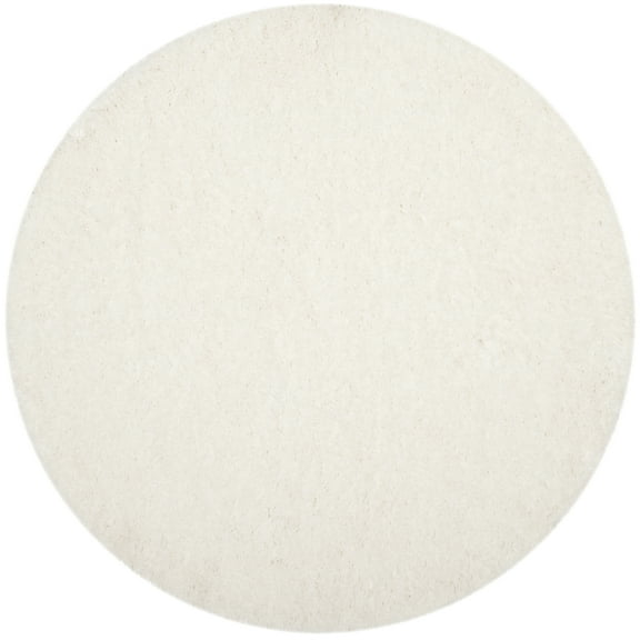 SAFAVIEH Polar Abbot Solid Shag Area Rug, White, 4' x 4' Round
