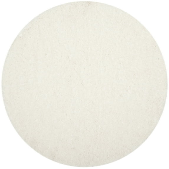 SAFAVIEH Polar Abbot Solid Shag Area Rug, White, 6'7" x 6'7" Round