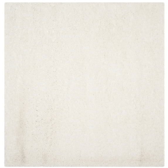 SAFAVIEH Polar Abbot Solid Shag Area Rug, White, 6'7" x 6'7" Square