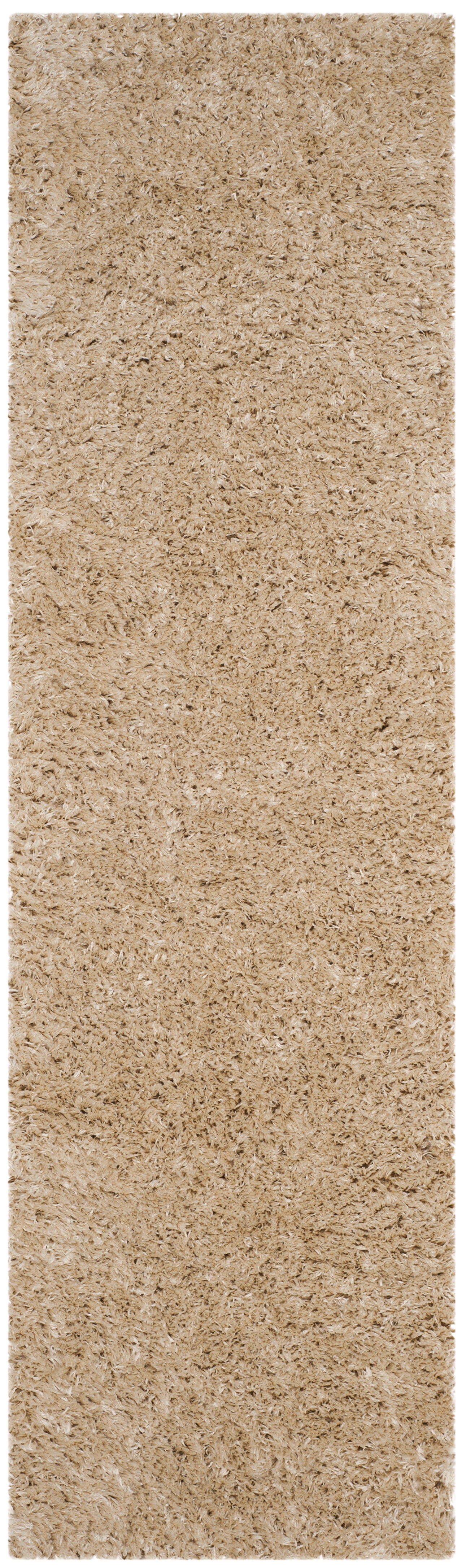 Light Beige Hand-Knotted Shag Area Rug 27" x 12"