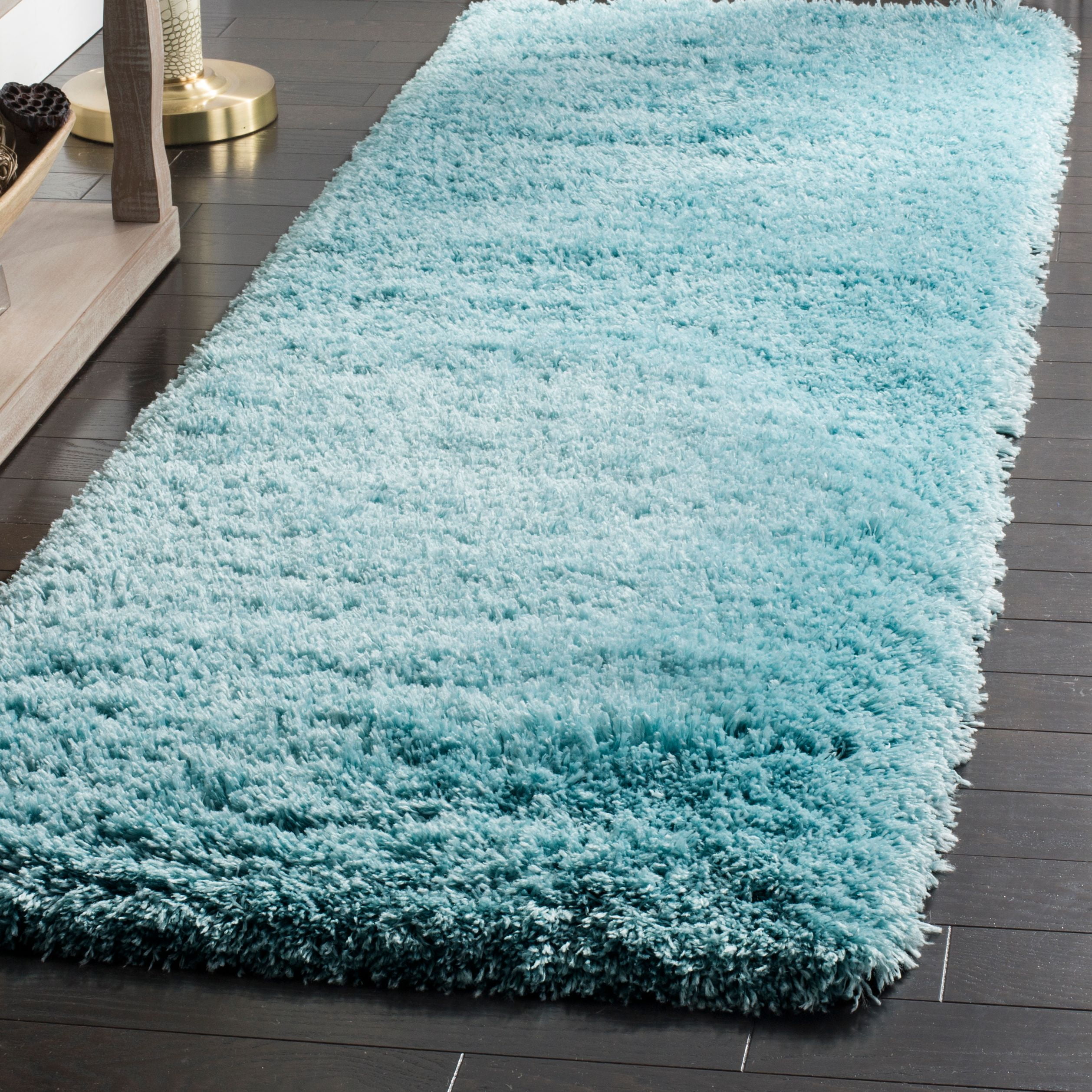 Abbot Rug SAFAVIEH Polar Abbot Solid Shag Runner Rug, Light Turquoise, 2'3
