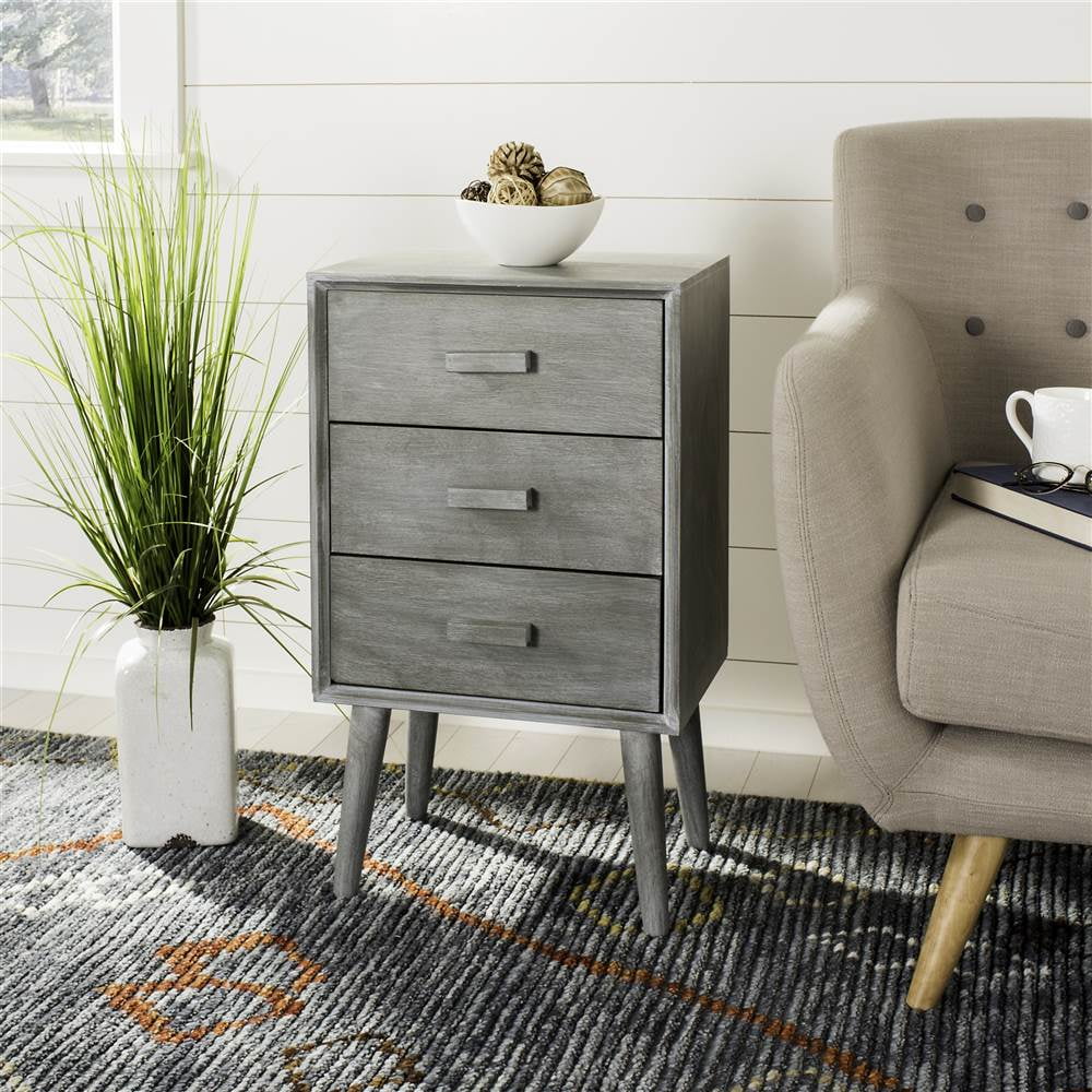 Pomona Slate Grey 3-Drawer Transitional Accent Table