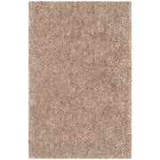 SAFAVIEH Popcorn Solid Polyester Shag Area Rug, Beige, 2'6" x 4'