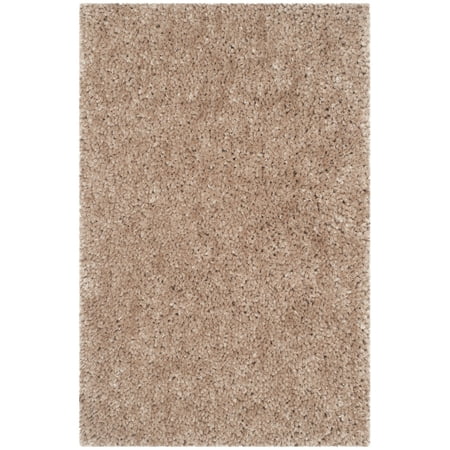SAFAVIEH Popcorn Solid Polyester Shag Area Rug, Beige, 2'6" x 4'