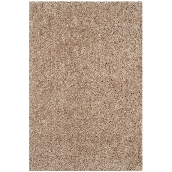 SAFAVIEH Popcorn Solid Polyester Shag Area Rug, Beige, 4' x 6'