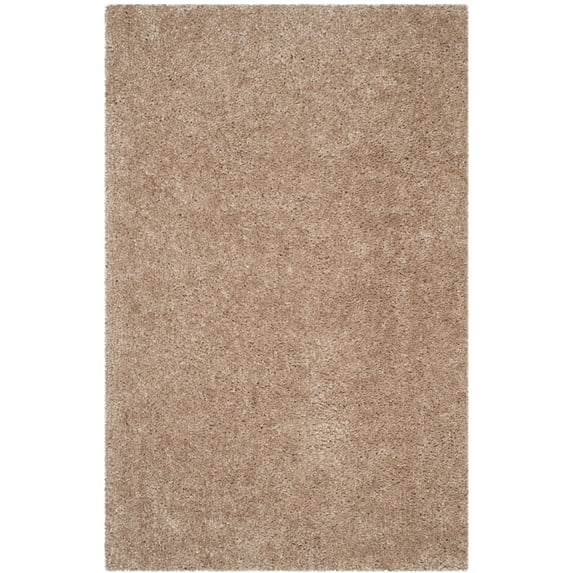 SAFAVIEH Popcorn Solid Polyester Shag Area Rug, Beige, 5' x 8'
