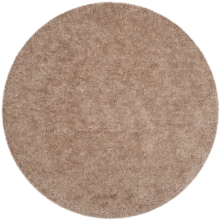 SAFAVIEH Popcorn Solid Polyester Shag Area Rug, Beige, 6' x 6' Round