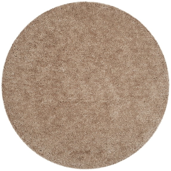 SAFAVIEH Popcorn Solid Polyester Shag Area Rug, Beige, 8' x 8' Round