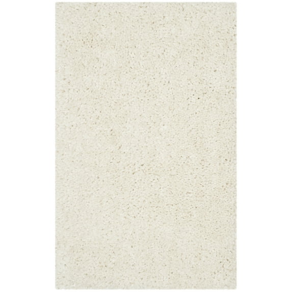 SAFAVIEH Popcorn Solid Polyester Shag Area Rug, Ivory, 2'6" x 4'