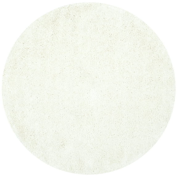 SAFAVIEH Popcorn Solid Polyester Shag Area Rug, Ivory, 6' x 6' Round