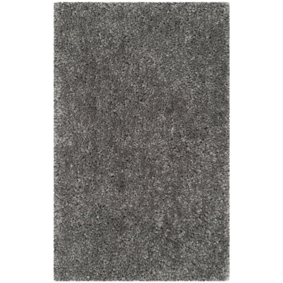 SAFAVIEH Popcorn Solid Polyester Shag Area Rug, Silver, 2'6" x 4'