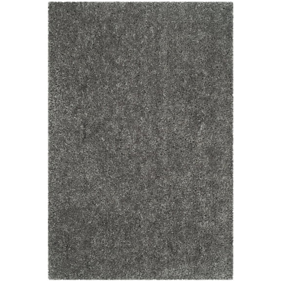 SAFAVIEH Popcorn Solid Polyester Shag Area Rug, Silver, 3' x 5'