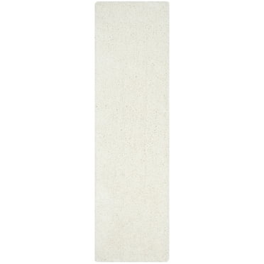 SAFAVIEH Popcorn Solid Polyester Shag Runner Rug, Ivory, 2'3" x 9'