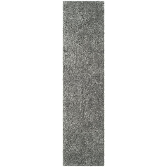 SAFAVIEH Popcorn Solid Polyester Shag Runner Rug, Silver, 2'3" x 9'